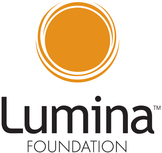 Lumina Foundation Logo, yellow orb with black title text.